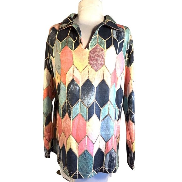 MissLook Stained Glass Design Womens Shirt Size Small - Picture 1 of 5